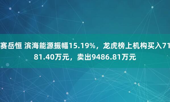 赛岳恒 滨海能源振幅15.19%，龙虎榜上机构买入7181.40万元，卖出9486.81万元