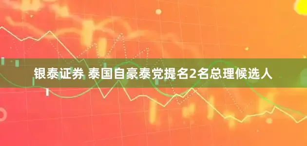 银泰证券 泰国自豪泰党提名2名总理候选人
